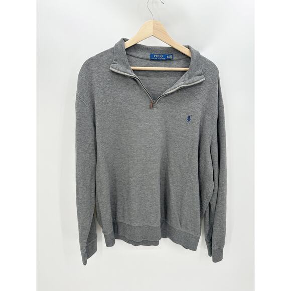 Polo Ralph Lauren Mens Gray Quarter Zip Pullover Size XL Sweater Casual - Picture 1 of 8